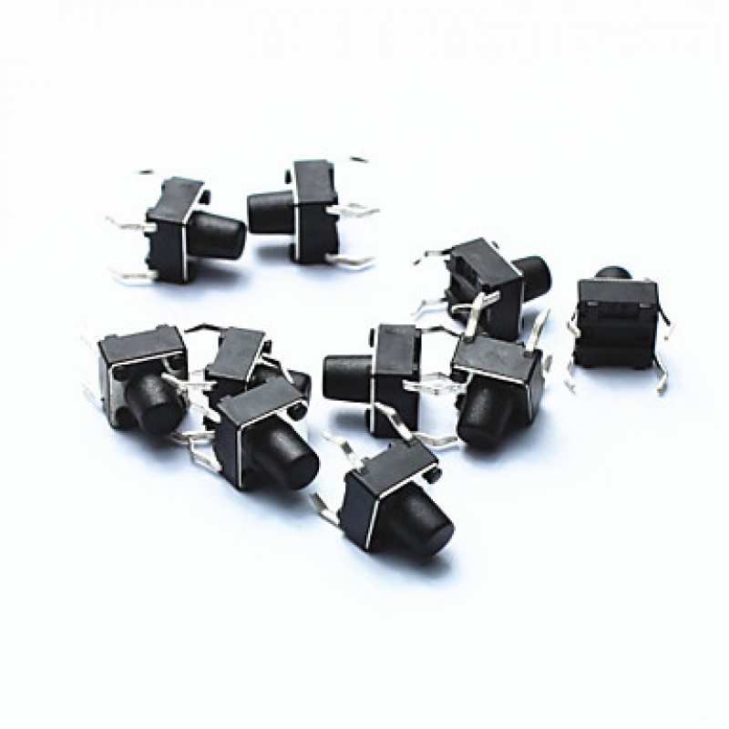 PA66 DC 12V 50mA Tact Switch - Black (10-Piece Pac...